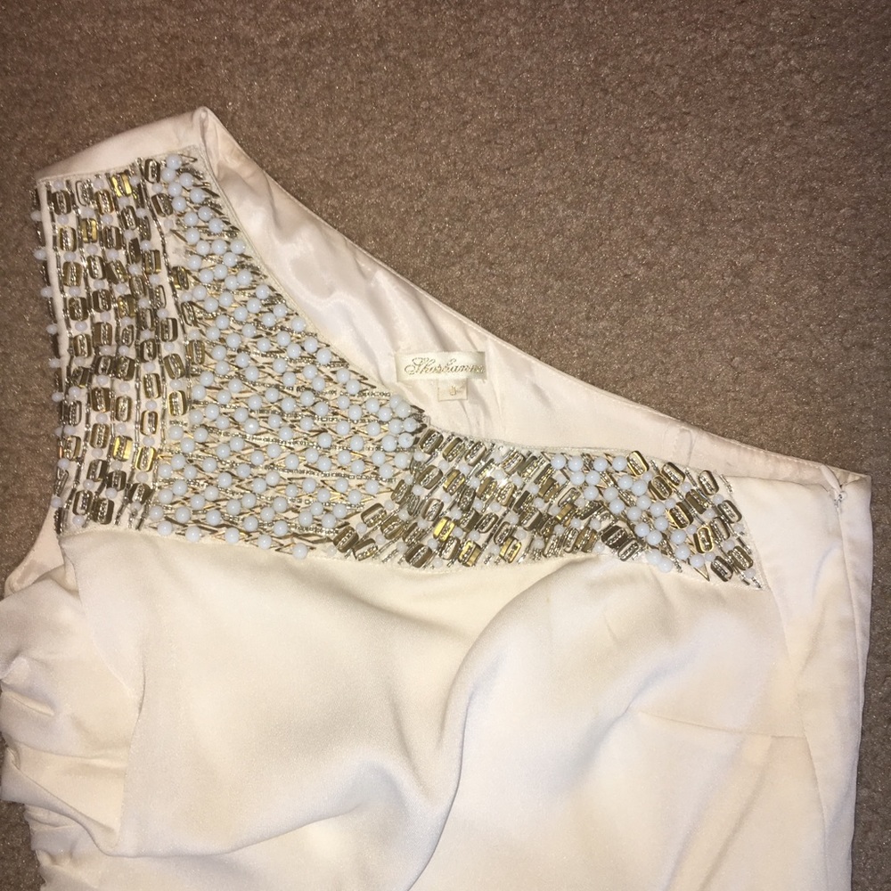 One-shoulder beaded formal dress